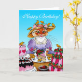 Carte de voeux drôle d'anniversaire de chat de (Fleur jaune)