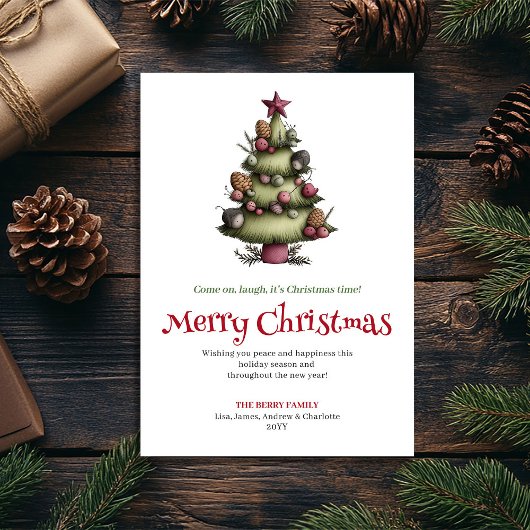 Carte de vœux drôle d'arbre de Noël