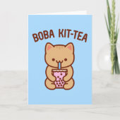 Carte de vœux drôle de chat : BOBA KIT-TEA (Devant)
