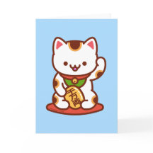 Carte de vœux drôle de chat : MANEKI-NEKO