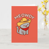 Carte de vœux drôle de chat : MEOWDY (Fleur jaune)