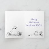 Carte de vœux drôle de fantôme et de chat d'Hallow (Intérieur)