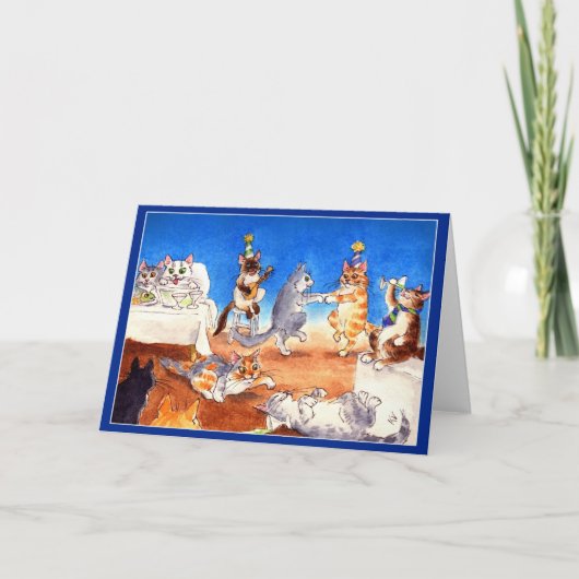 Carte de voeux drôle de fête de Noël de chat (Devant)