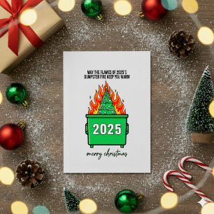 Carte de vœux drôle de feu de poubelle 2025 Noël