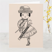 CARTE DE VOEUX DRÔLE DE GOLF POUR FEMME GOLFEUSE (Fleur jaune)