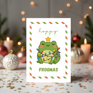 Carte de vœux drôle de grenouille mignonne “Noël G