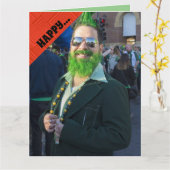 CARTE DE VŒUX DRÔLE DE LA SAINT-PATRICK (Fleur jaune)