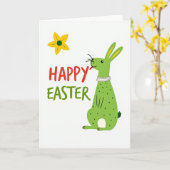 Carte de vœux drôle de lapin de Pâques (Fleur jaune)