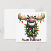 Carte de vœux drôle de Moose pour les fêtes (Devant / Derrière)