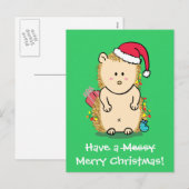 Carte de vœux drôle de Noël avec un hérisson (Devant / Derrière)