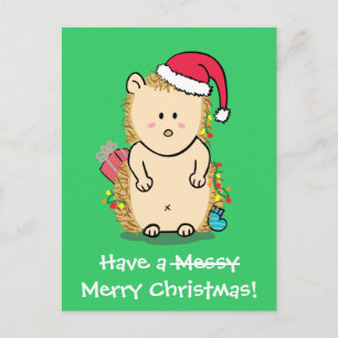 Carte de vœux drôle de Noël avec un hérisson