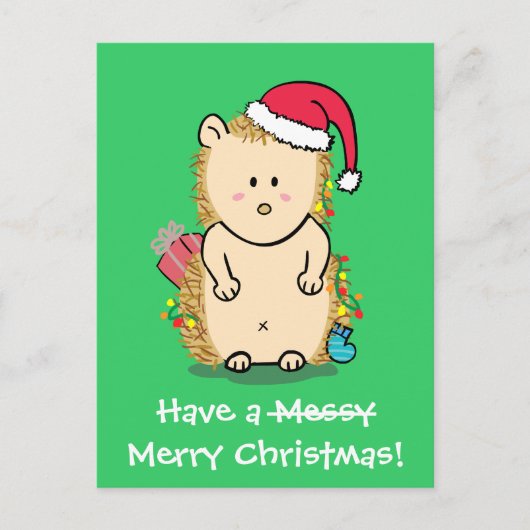 Carte de vœux drôle de Noël avec un hérisson (Devant)