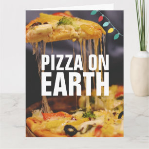 Carte de vœux drôle de Noël PIZZA