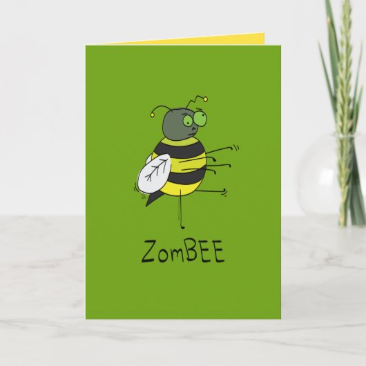 Carte de vœux drôle d'Halloween abeille zombie - Z (Devant)