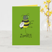 Carte de vœux drôle d'Halloween abeille zombie - Z (Fleur jaune)