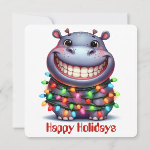 Carte de vœux drôle d'hippopotame pour les fêtes