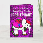 Carte de vœux drôle éléphant violet pour anniversa (Devant)