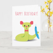 Carte de vœux drôle serpent clown joyeux anniversa (Fleur jaune)