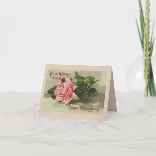 Carte de voeux d'rose des années 1890 Vintage (Devant)