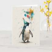 Carte de voeux du Casquette de fête Penguin (Fleur jaune)