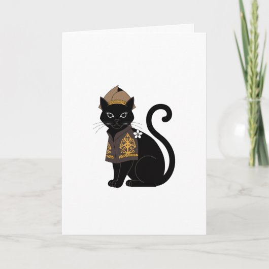Carte de vœux du chat guerrier noir (Devant)