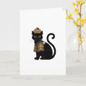 Carte de vœux du chat guerrier noir (Fleur jaune)