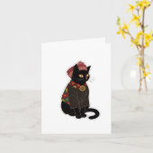Carte de vœux du chat noir chef tribal (Fleur jaune)