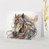 Carte de voeux du cheval guerrier (Fleur jaune)