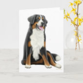 Carte de voeux du chien de montagne bernois (Fleur jaune)