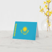 Carte de vœux du drapeau du Kazakhstan (Fleur jaune)