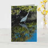 Carte de voeux du héron de grand bleu #1 (Fleur jaune)