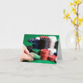 Carte de voeux du joueur de poker texte personnali (Fleur jaune)