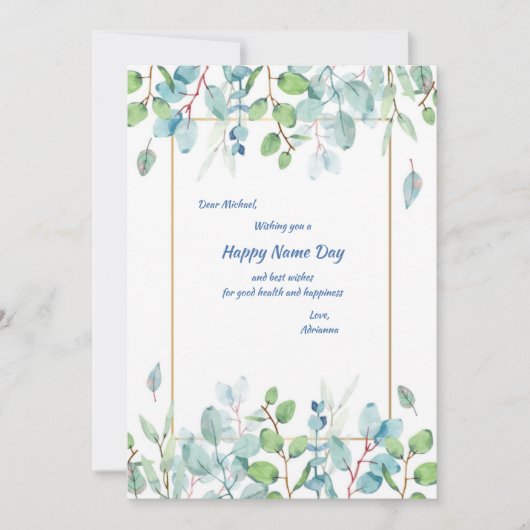 Carte de vœux du jour de la fête avec feuilles à l (Devant)