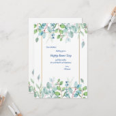 Carte de vœux du jour de la fête avec feuilles à l (Devant/Arrière en situation)