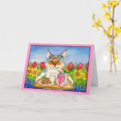 Carte de voeux du jour de mère de chat (Fleur jaune)