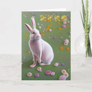 Carte de vœux du lapin du Nouvel An chinois