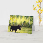 Carte de voeux du nord de blanc d'orignaux de pays (Fleur jaune)