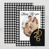 Carte de vœux du Nouvel An 2026 classique à carrea (Devant / Derrière)