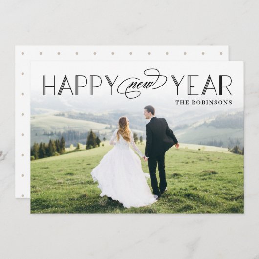 Carte de vœux du Nouvel An à couleur modifiable en (Devant / Derrière)