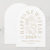 Carte de vœux du Nouvel An à feu d'artifice Brilli (Devant / Derrière)