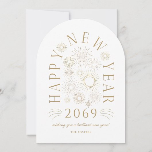 Carte de vœux du Nouvel An à feu d'artifice Brilli (Devant)