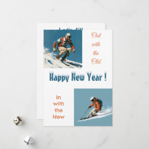 Carte de vœux du Nouvel An à thème ski