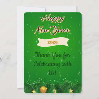 Carte de vœux du Nouvel An Green Gold Merci