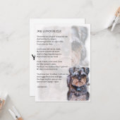 Carte de voeux du poème de consolation de chien Te (Devant/Arrière en situation)