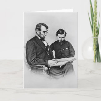 Carte de voeux du président Lincoln - lecture avec