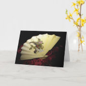 Carte de voeux du ventilateur japonais (Fleur jaune)