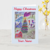 Carte de voeux du village de Noël (Fleur jaune)