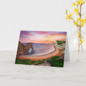 Carte de voeux Durdle Door Sunset (Fleur jaune)