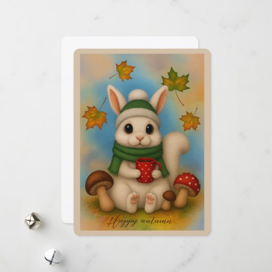 Carte de vœux Écharpe Douillette et Chocolat Chaud (Devant/Arrière en situation)