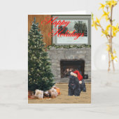 Carte de voeux écossaise Terrier (Fleur jaune)